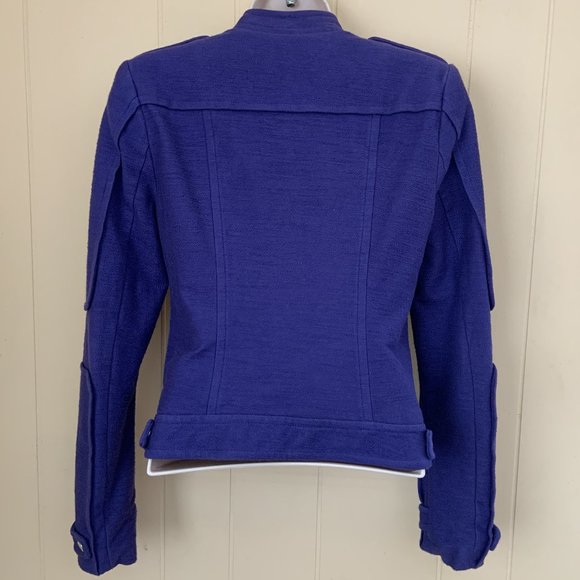 TRACY REESE WOMENS PURPLE SOFT COTTON BLEND JACKET COAT W/PADDED ARMS - SIZE P - Picture 4 of 8